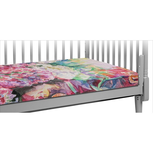 Custom Watercolor Floral Crib Fitted Sheet