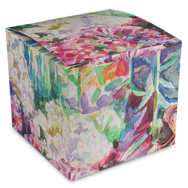 Custom Watercolor Floral Cube Favor Gift Boxes