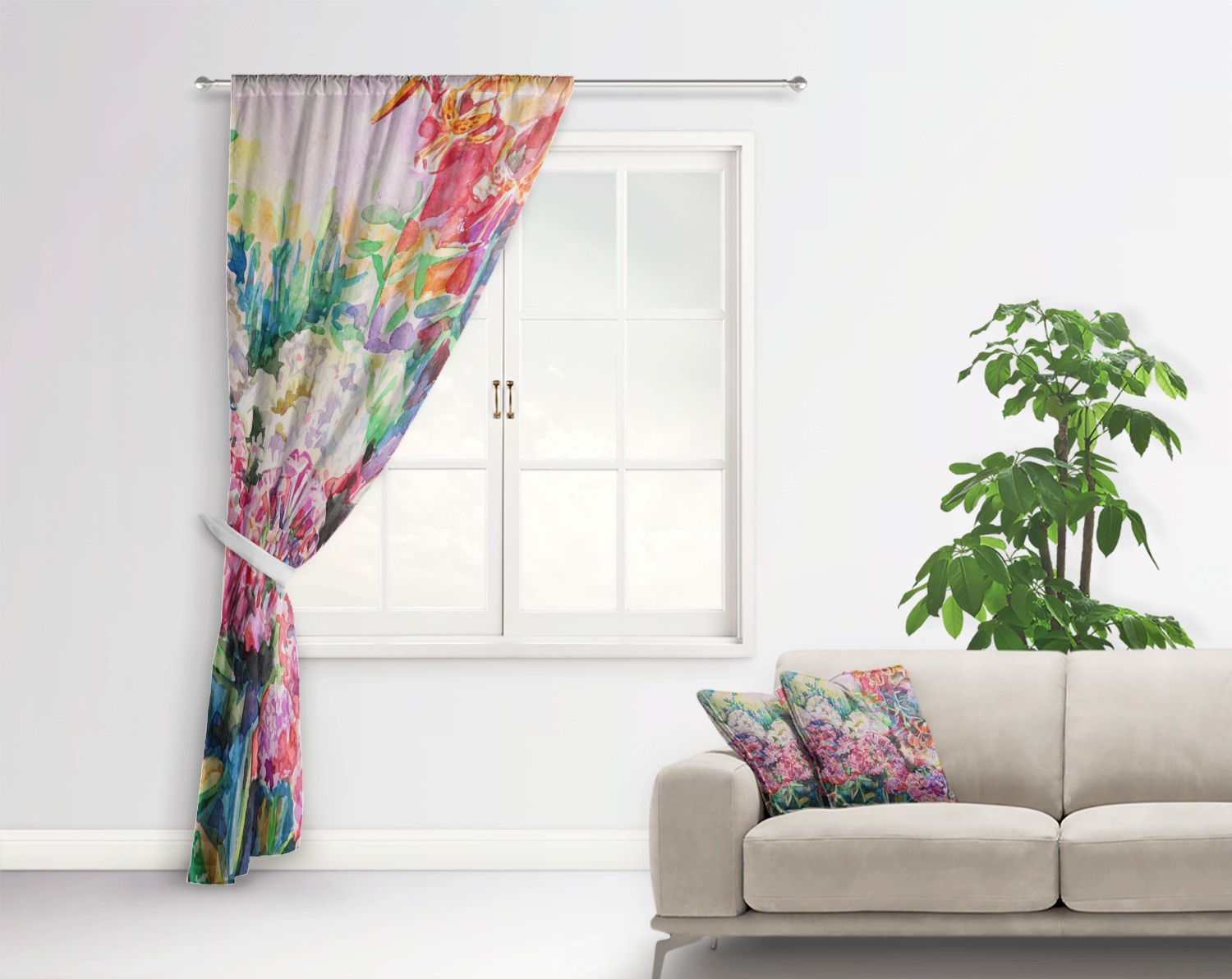 Watercolor Floral Curtain YouCustomizeIt