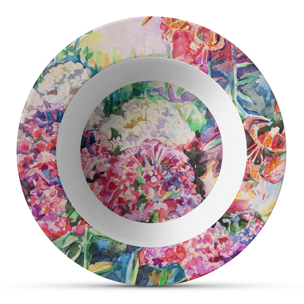 Custom Watercolor Floral Plastic Bowl - Microwave Safe - Composite Polymer