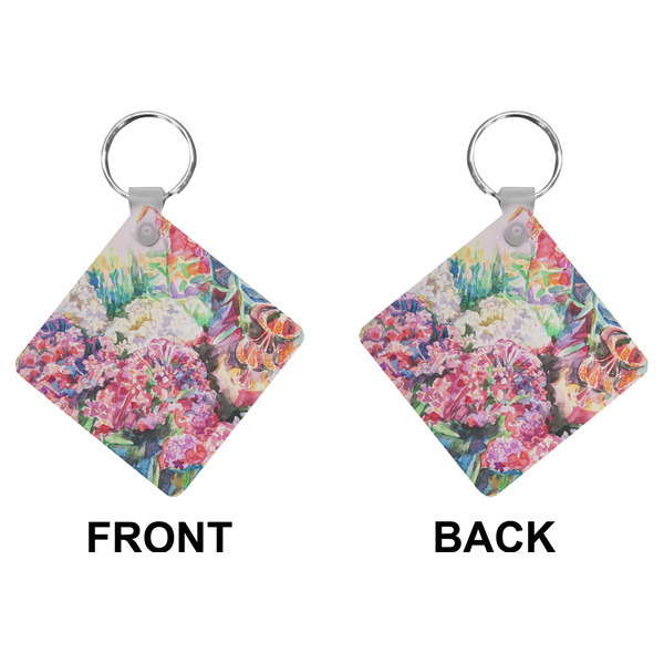 Watercolor Floral Diamond Keychain (Front + Back)