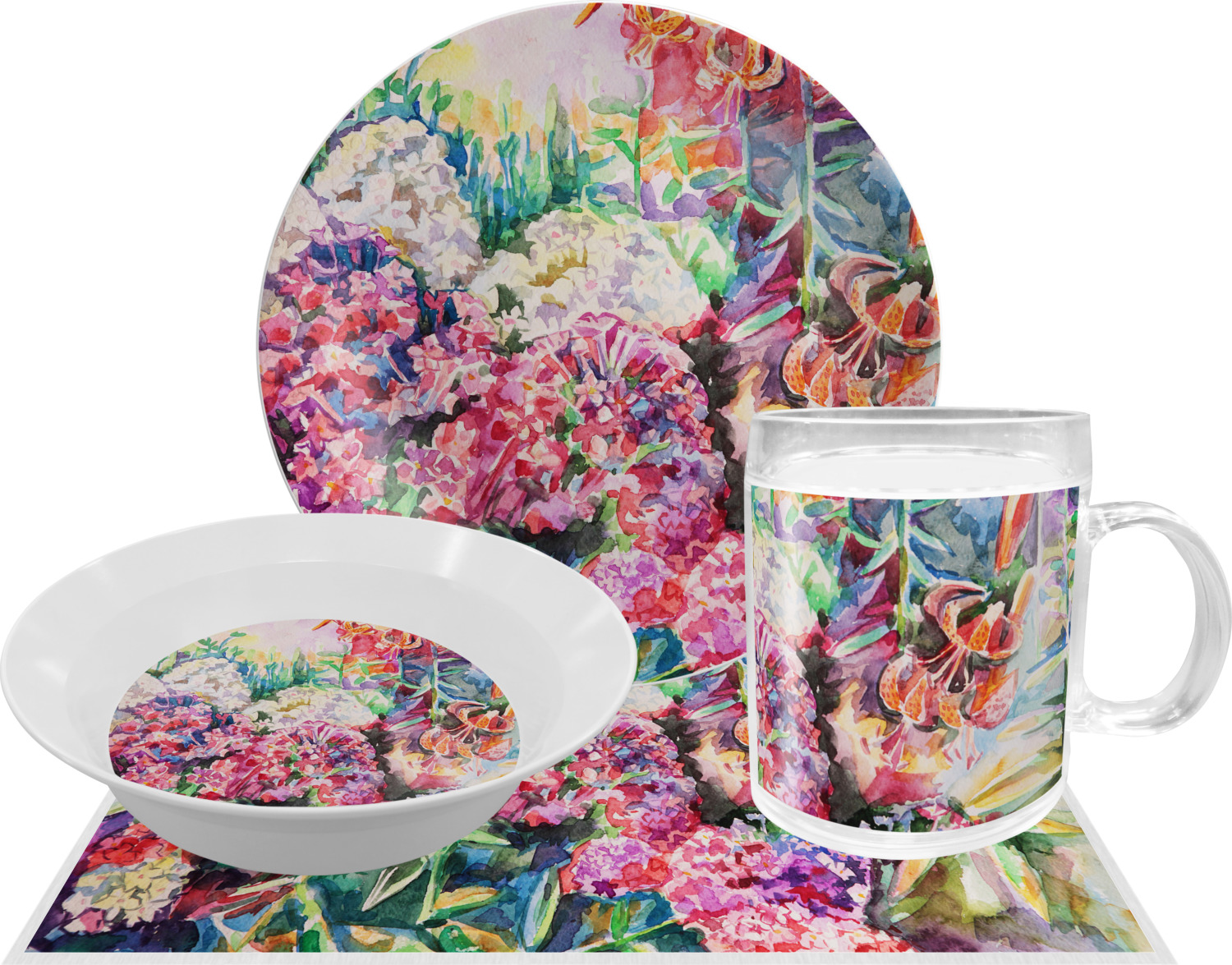 Watercolor Floral Dinner Set Single 4 Pc Setting YouCustomizeIt