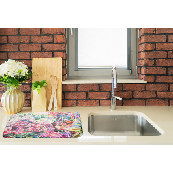 Watercolor Floral Dish Drying Mat - LIFESTYLE 2