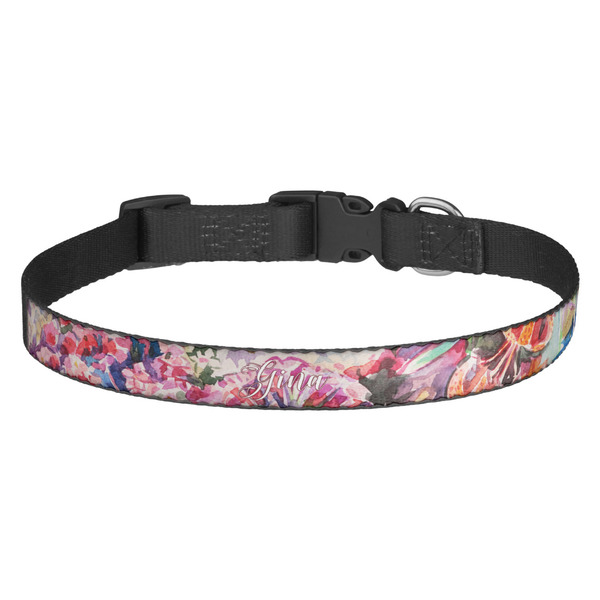 Custom Watercolor Floral Dog Collar - Medium