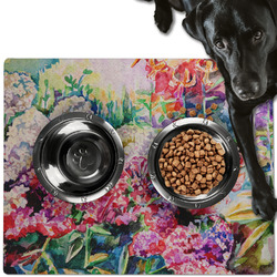 Watercolor Floral Dog Food Mat - Large