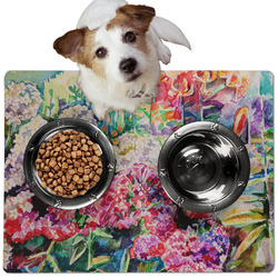 Watercolor Floral Dog Food Mat - Medium