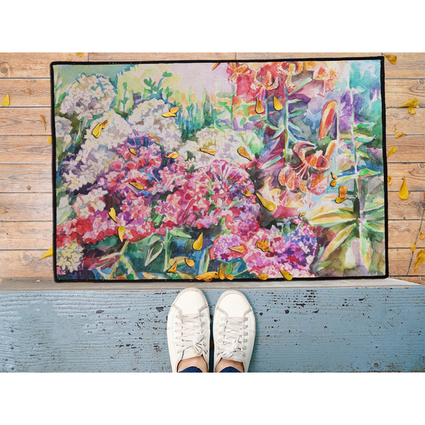 Watercolor Floral Door Mat - LIFESTYLE (Med)