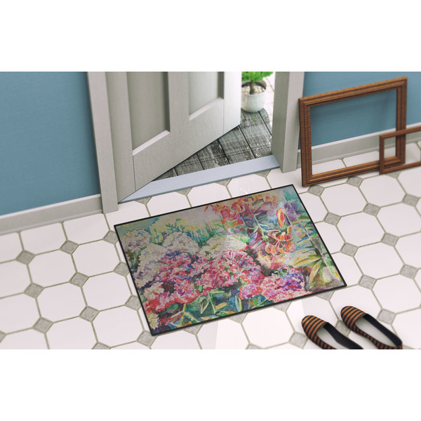 Watercolor Floral Door Mat Lifestyle