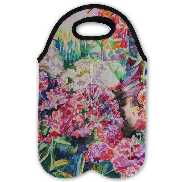 Watercolor Floral Double Wine Tote - Flat (new)