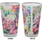 Watercolor Floral Pint Glass - Full Color - Front & Back Views