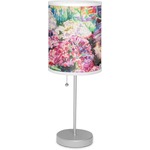 Watercolor Floral 7" Drum Lamp with Shade Polyester