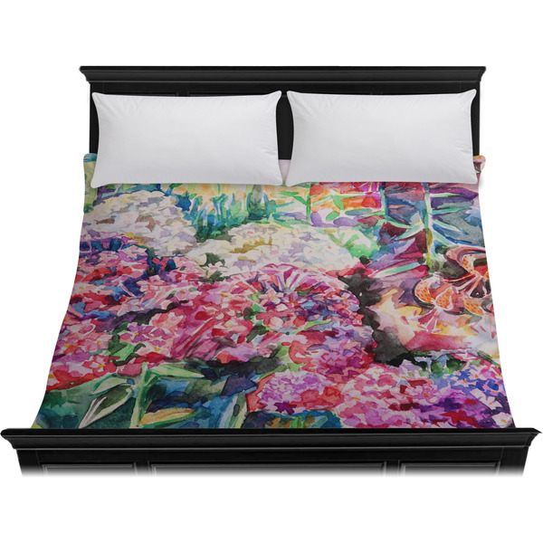 Watercolor Floral Duvet Cover - King - On Bed - No Prop