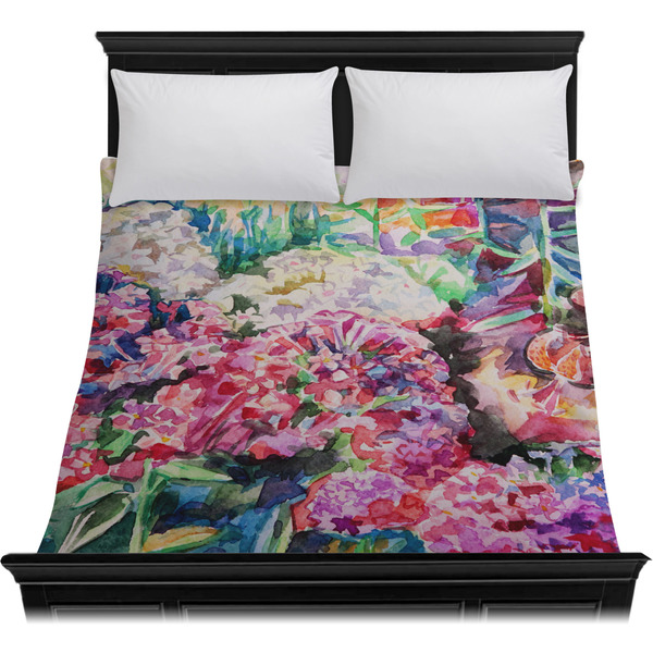 Watercolor Floral Duvet Cover - Queen - On Bed - No Prop