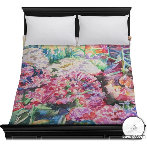 Custom Watercolor Floral Duvet Cover - Full / Queen