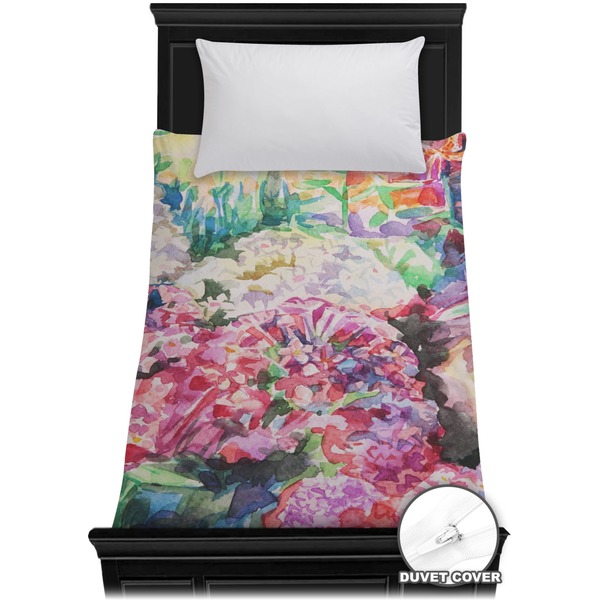 Custom Watercolor Floral Duvet Cover - Twin