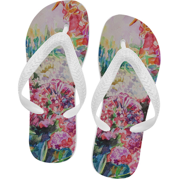 Custom Watercolor Floral Flip Flops - XSmall