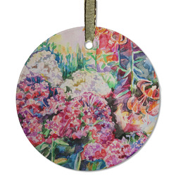 Watercolor Floral Flat Glass Ornament - Round