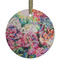 Watercolor Floral Frosted Glass Ornament - Round