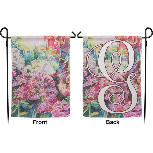 Watercolor Floral Garden Flag - Double Sided Front and Back