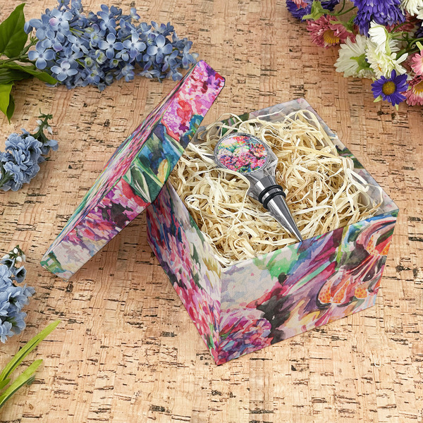 Watercolor Floral Gift Boxes with Lid - Canvas Wrapped - Medium - In Context