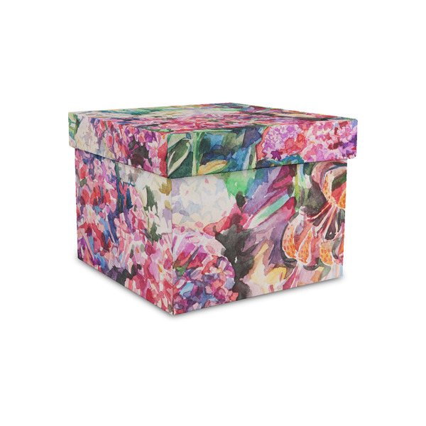 Custom Watercolor Floral Gift Box with Lid - Canvas Wrapped - Small