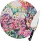 Watercolor Floral Round Glass Cutting Board - Medium