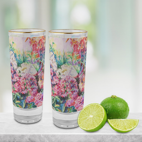 Watercolor Floral Glass Shot Glass - 2 oz - LIFESTYLE