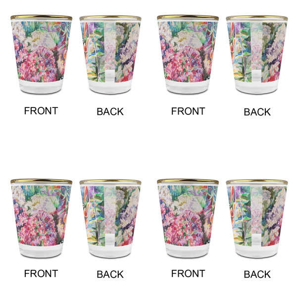 Watercolor Floral Glass Shot Glass - with gold rim - Set of 4 - APPROVAL