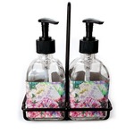 Watercolor Floral Glass Soap & Lotion Bottle Set