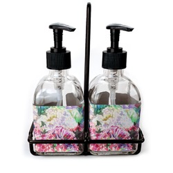 Watercolor Floral Glass Soap & Lotion Bottle Set