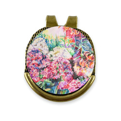 Watercolor Floral Golf Ball Marker - Hat Clip - Gold