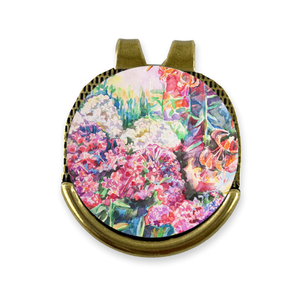 Custom Watercolor Floral Golf Ball Marker - Hat Clip - Gold