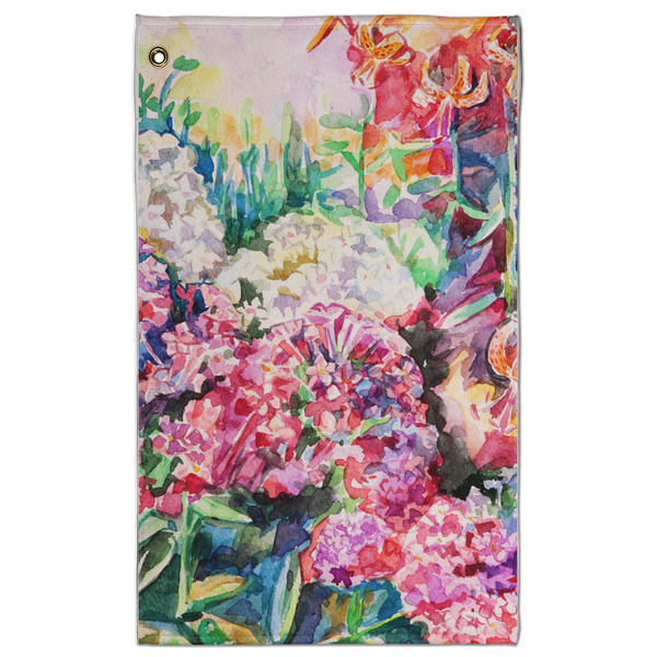 Custom Watercolor Floral Golf Towel - Poly-Cotton Blend