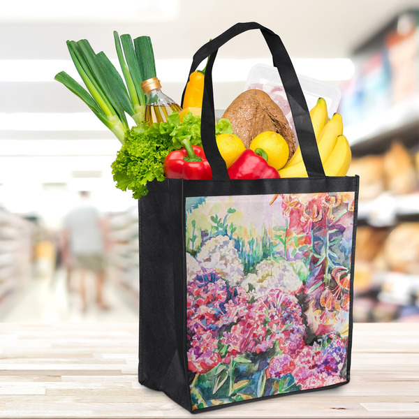 Watercolor Floral Grocery Bag - LIFESTYLE