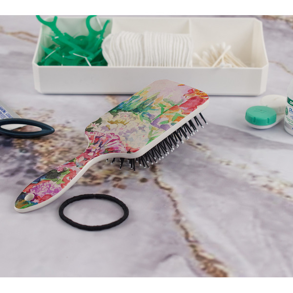 Watercolor Floral Hair Brush - In Bathroom