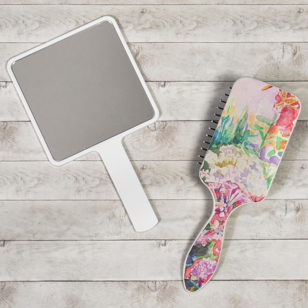 Watercolor Floral Hair Brush - In Context