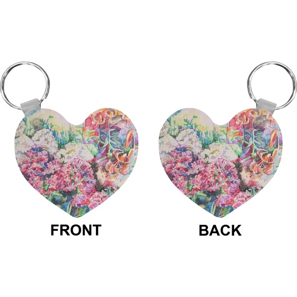 Watercolor Floral Heart Keychain (Front + Back)