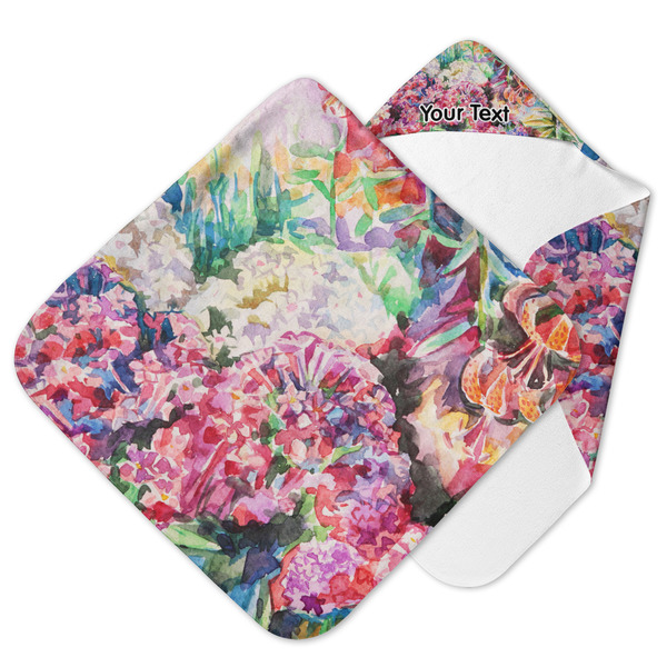 Custom Watercolor Floral Hooded Baby Towel