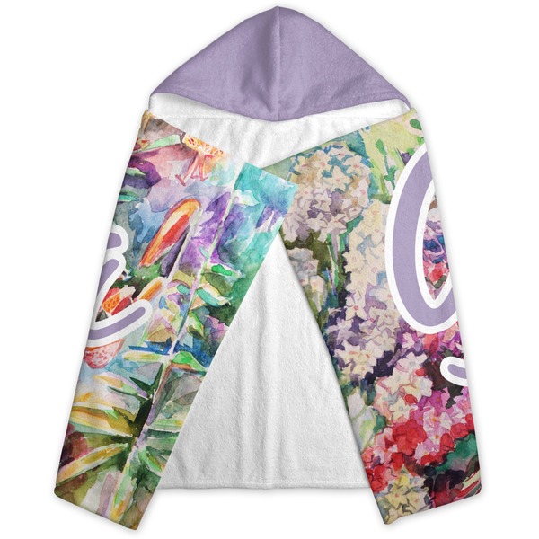 Watercolor Floral Hooded Towel - Folded