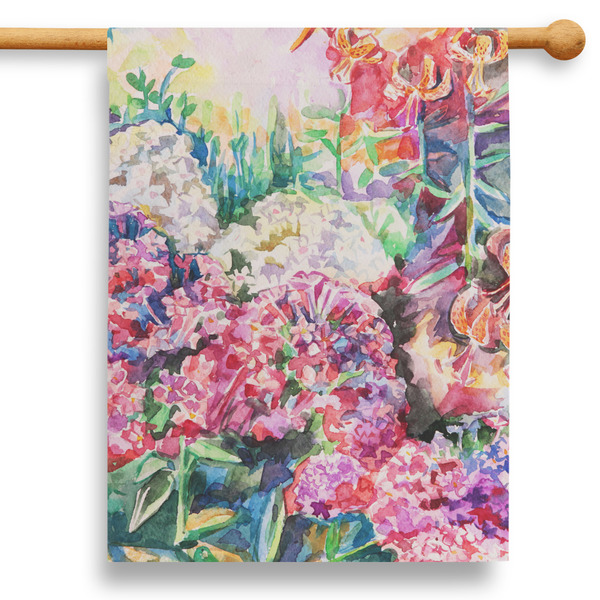 Custom Watercolor Floral 28" House Flag - Single Sided