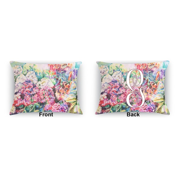 Watercolor Floral  Indoor Rectangular Burlap Pillow (Front and Back)