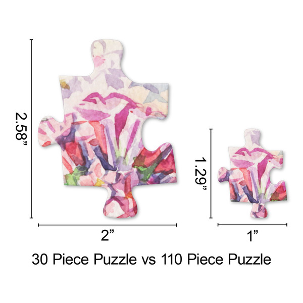 Watercolor Floral Jigsaw Puzzle - Piece Comparison