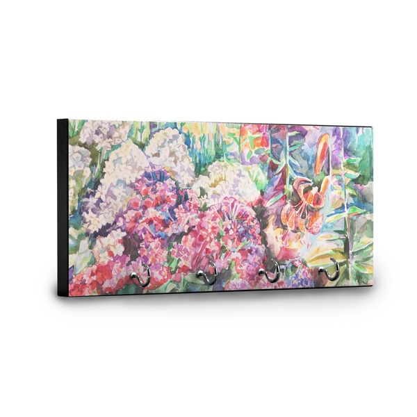 Watercolor Floral Key Hanger - Front View with Hooks
