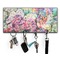Watercolor Floral Key Hanger w/ 4 Hooks & Keys