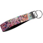 Watercolor Floral Wristlet Webbing Keychain Fob
