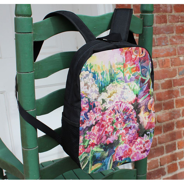 Watercolor Floral Kids Backpack - In Context