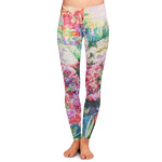 Watercolor Floral Ladies Leggings - Large