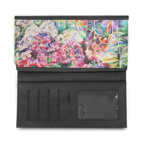 Watercolor Floral Ladies Wallet - Half Way Open