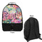 Watercolor Floral Large Backpack - Black - Front & Back View