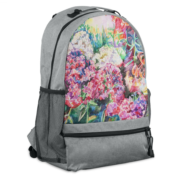 Custom Watercolor Floral Backpack - Grey